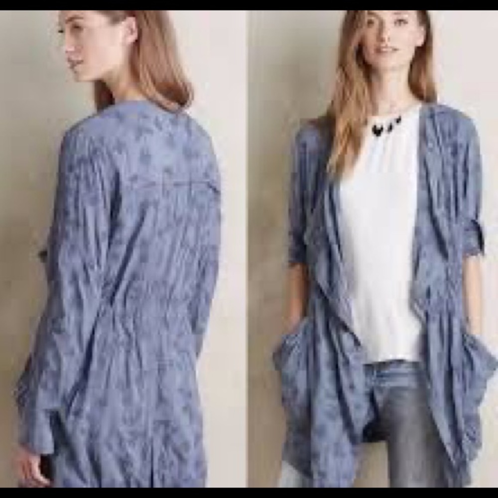 Anthropologie Hei Hei Blue Melita Draped Floral Jacket Duster size XS - Picture 2 of 7